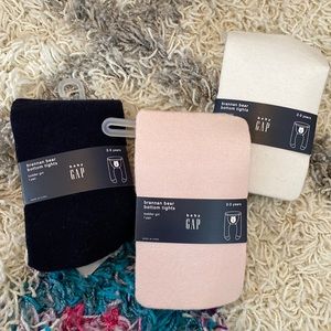 Baby Gap lot of 3 Brannon bear bottom tights navy pink white 2-3 years